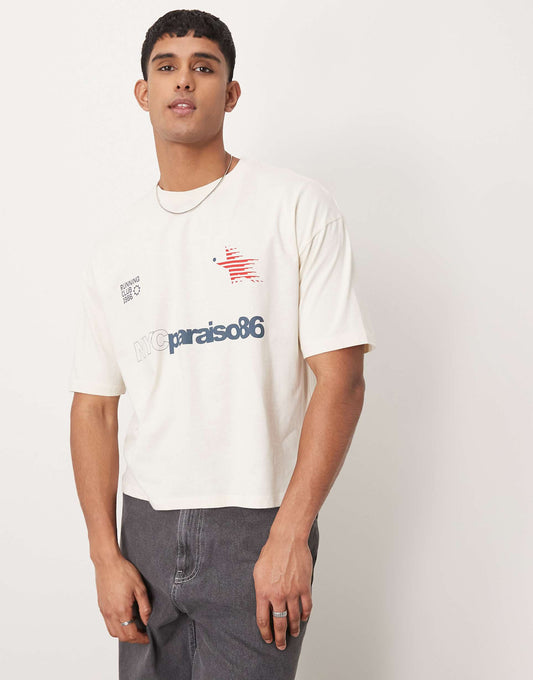 Boxy Oversized T-Shirt With Sports Graphic