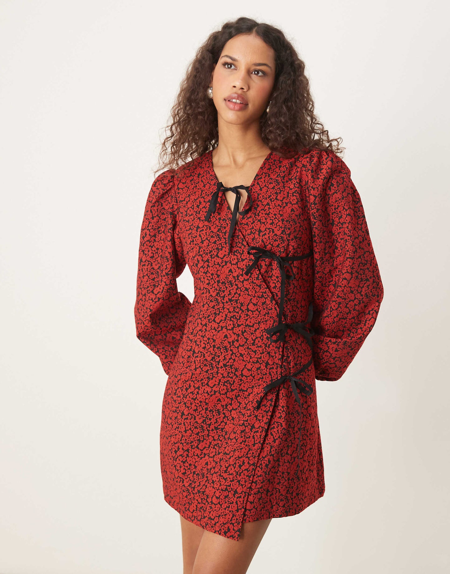 Bow Detail Wrap Mini Dress