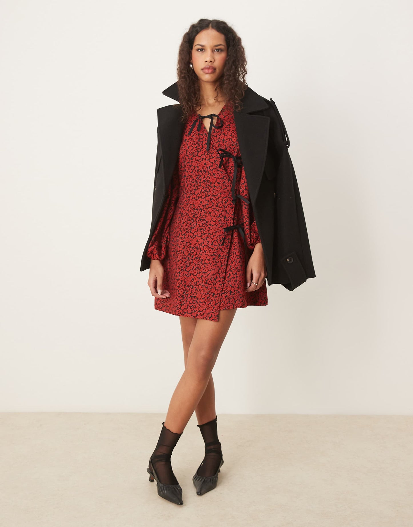 Bow Detail Wrap Mini Dress