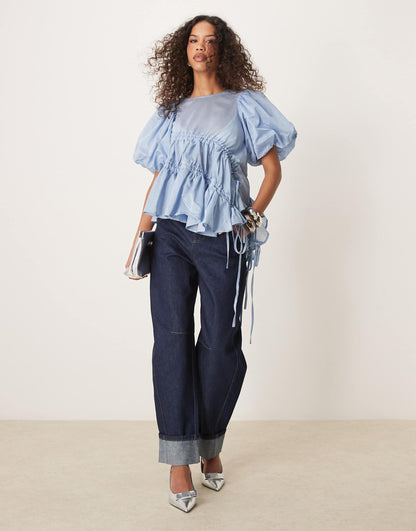 Asymmetric Drawstring Top