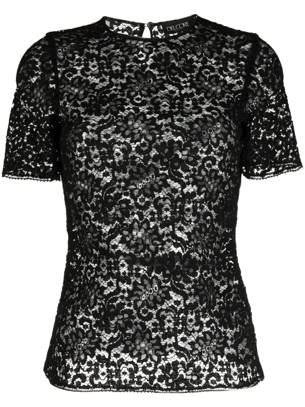 Floral-Lace Short-Sleeved T-Shirt