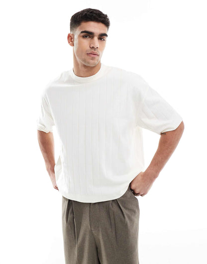 Oversized Boxy Textured Rib T-Shirt