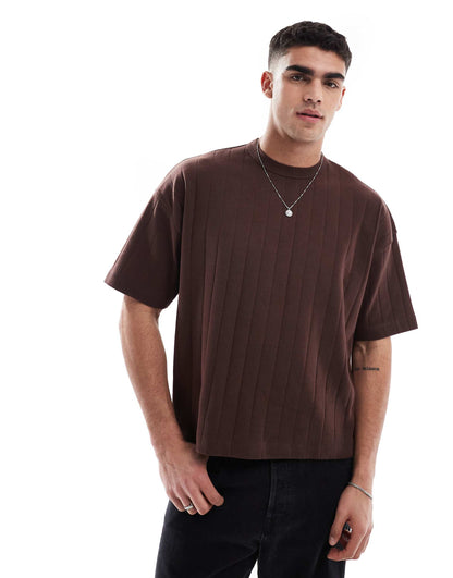 Oversized Boxy Fit Textured Rib T-Shirt