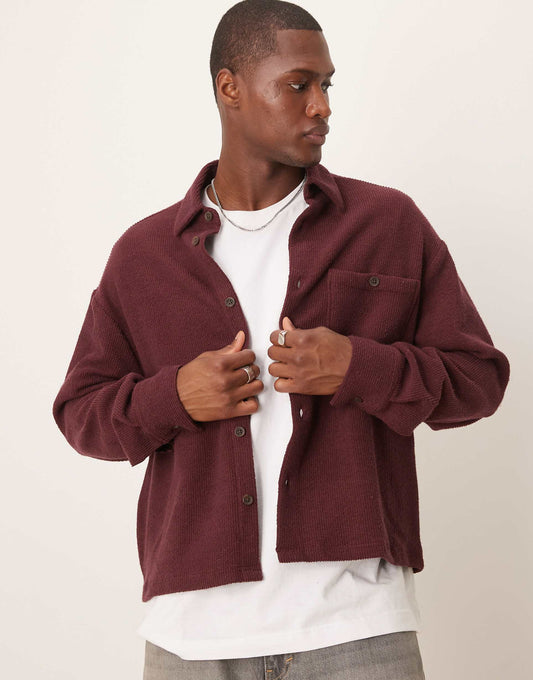 Oversized Boxy Shirt With Boucle Texture