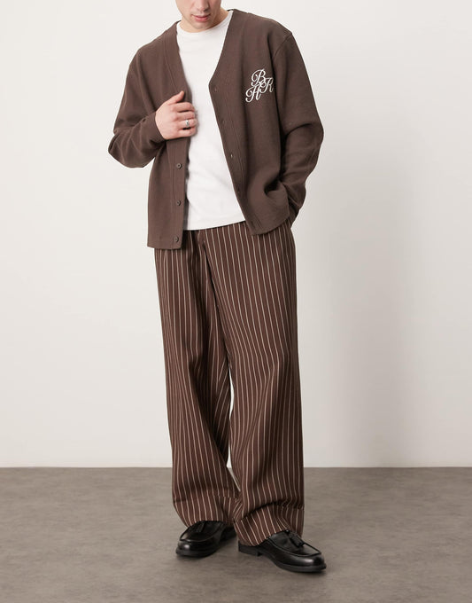 Wide Leg Smart Trousers With Turn Up Hem