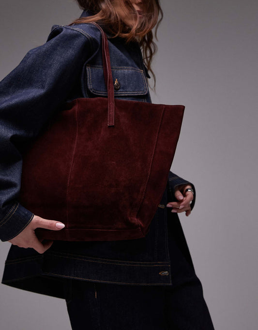 Suede Shoulder Tote Bag