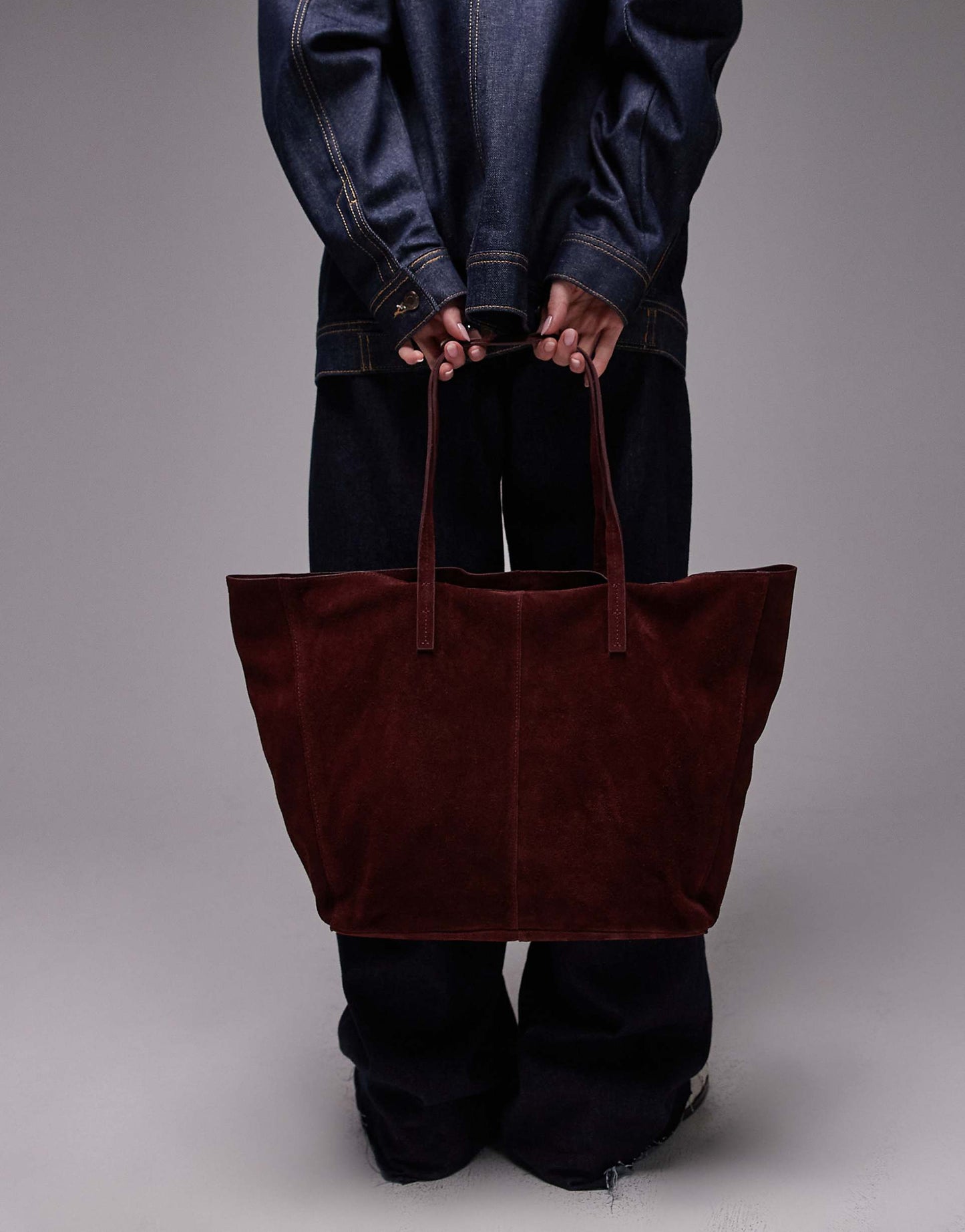 Suede Shoulder Tote Bag