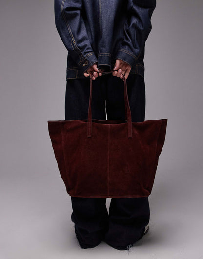 Suede Shoulder Tote Bag
