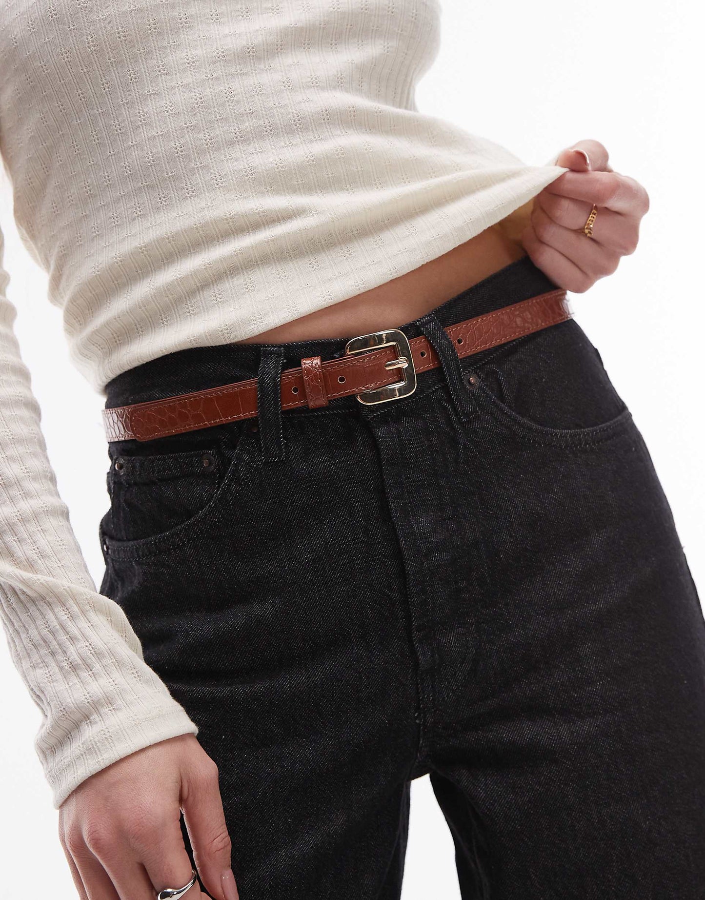 Slim Buckle Croc Belt