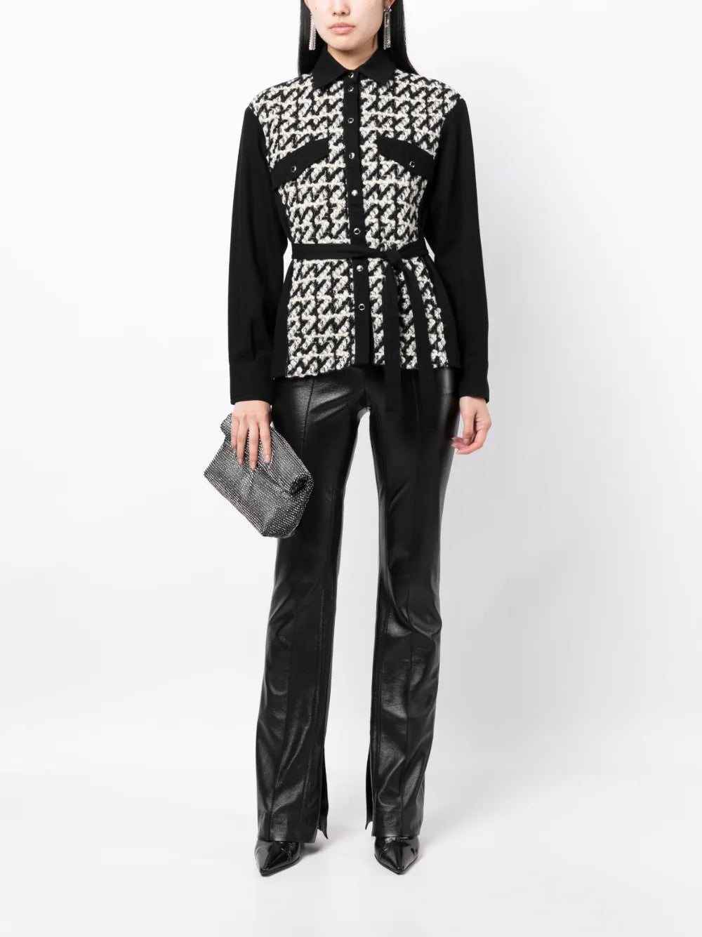 Bouclé Tied-Waist Shirt