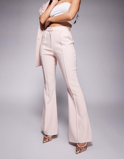 Tailored Fit And Flare Trousers Co-Ord Light Pink