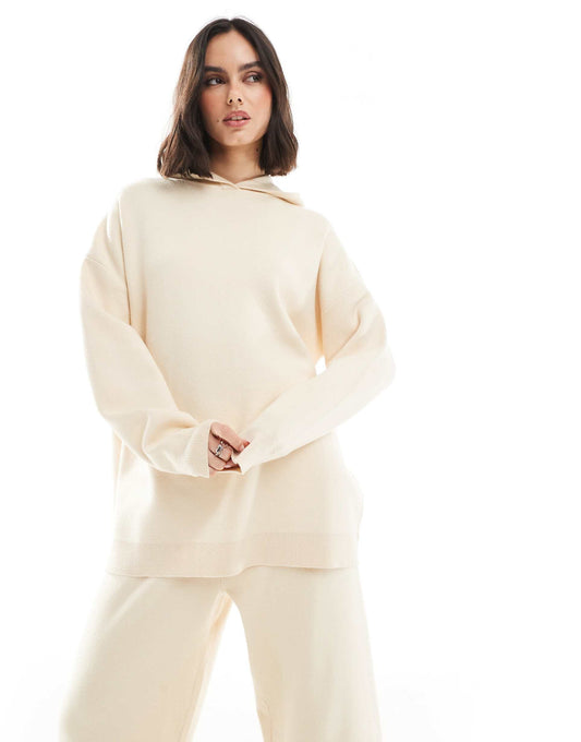 Knit Rib Hem Hoodie