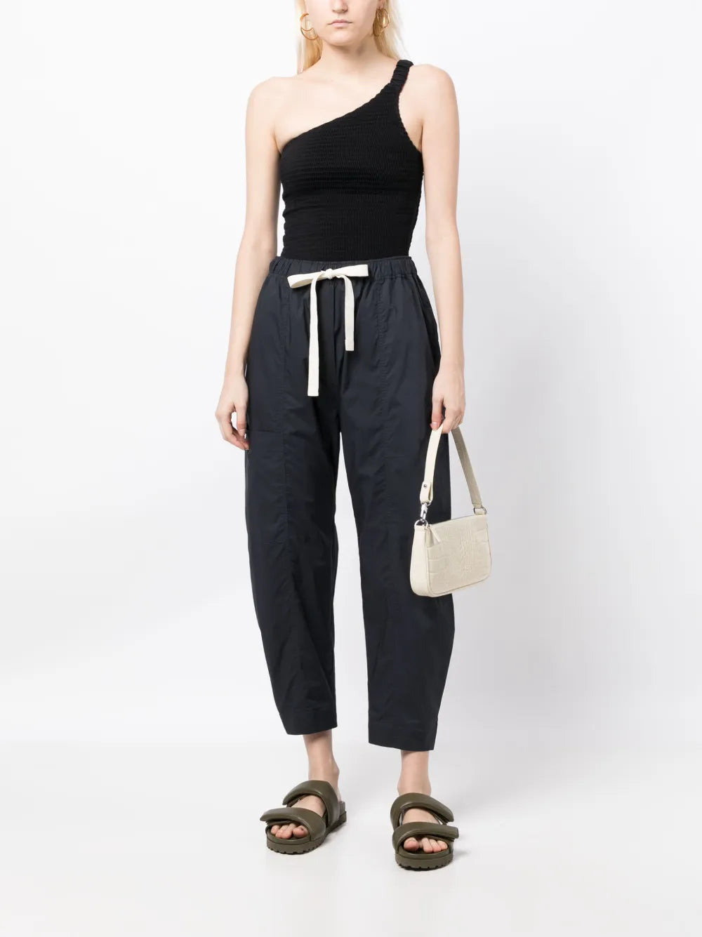 Cropped Cotton Track Pants
