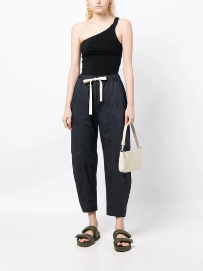 Cropped Cotton Track Pants