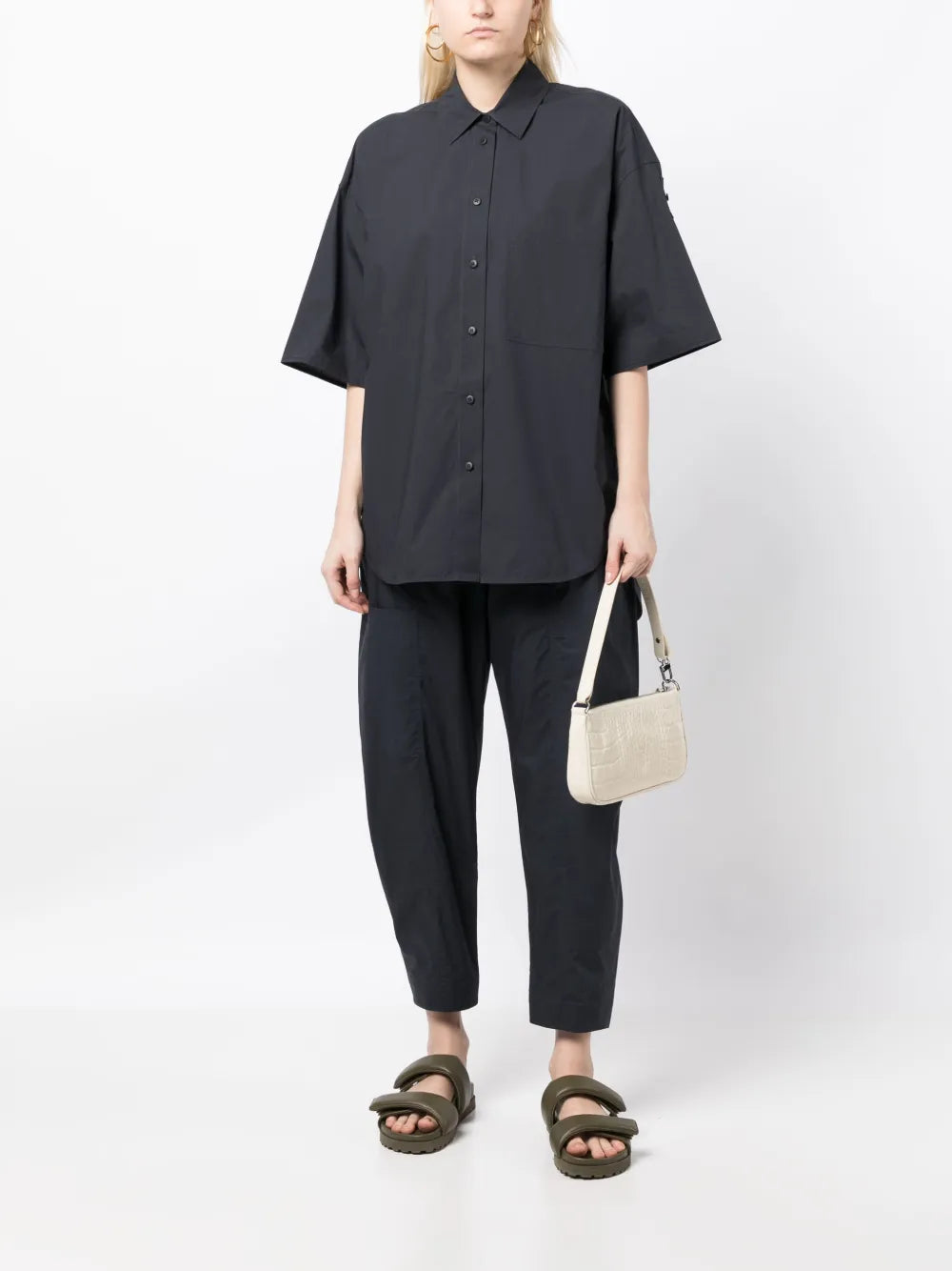 Drop-Shoulder Button-Down Shirt