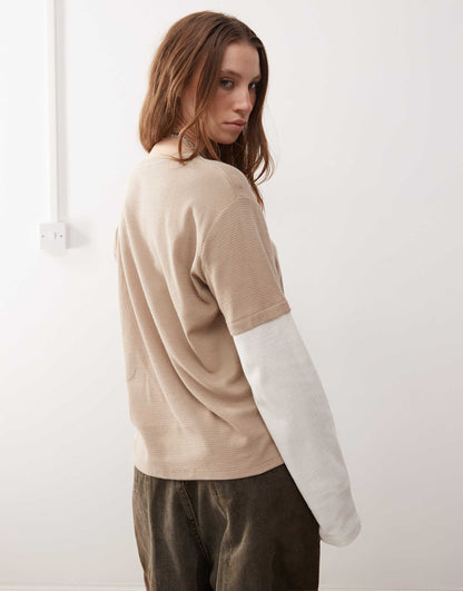 Layered Waffle Long Sleeve Top