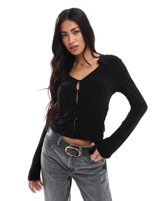 Collared Long Sleeve Jersey Top