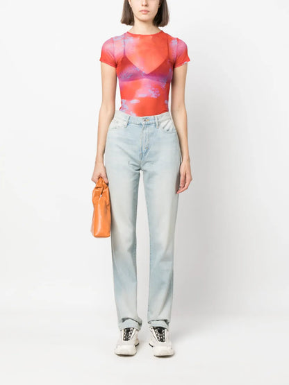 Japanese High-Waisted Straight-Leg Jeans