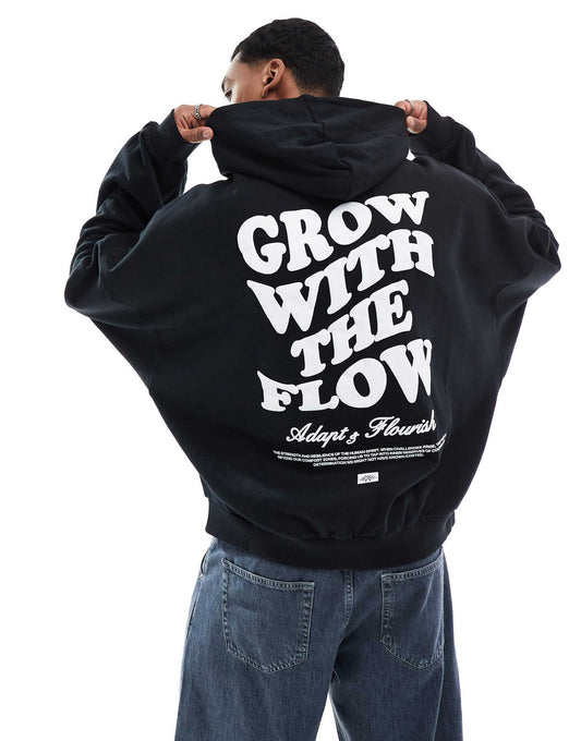 Oversized Hoodie With Chest And Back Print