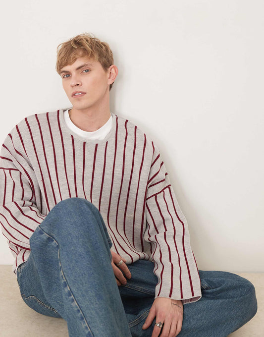 Super Oversized Boxy Fit Knitted Crew Neck Jumper