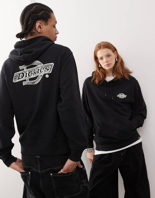 Wood Logo Back Print Hoodie