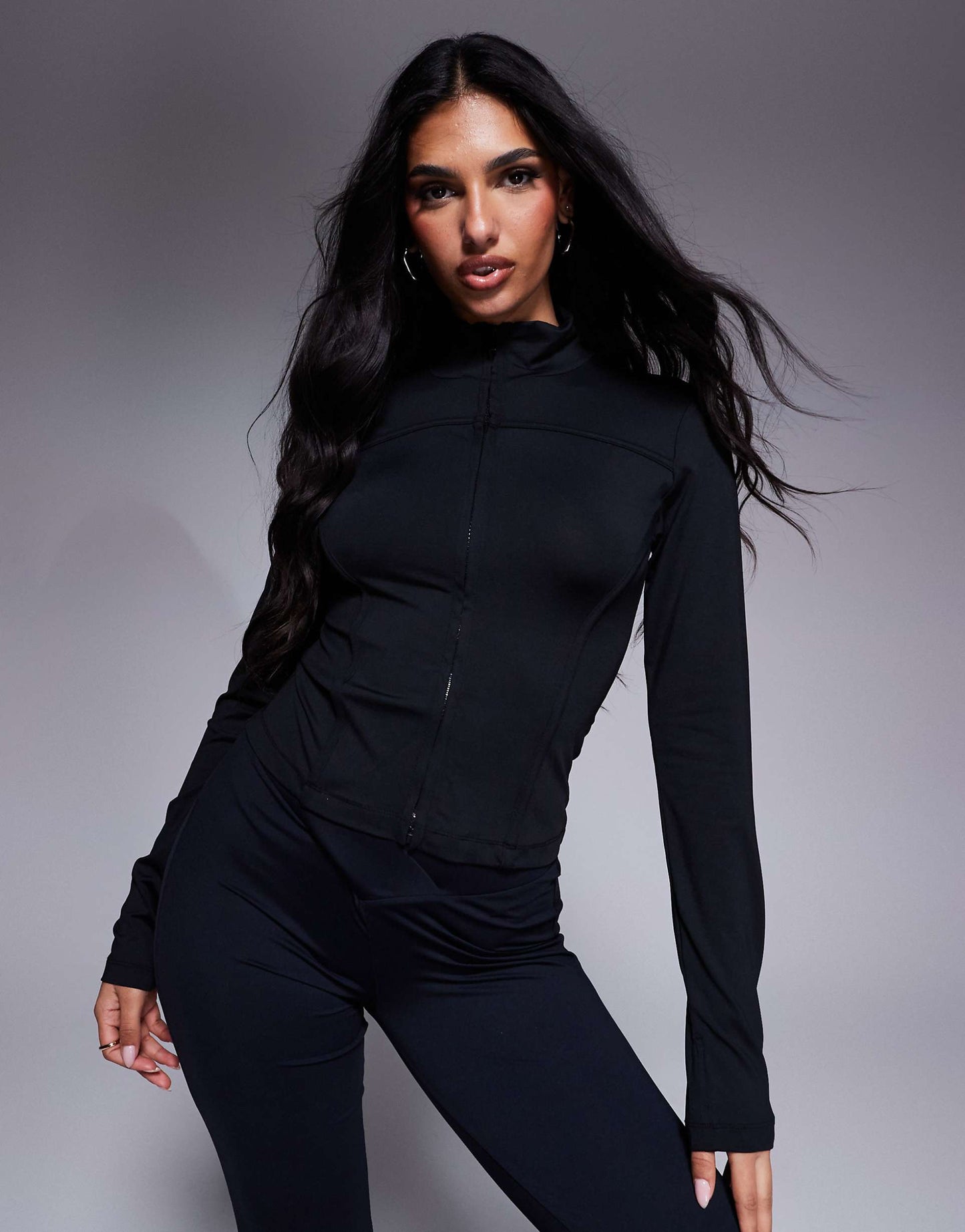 Zip Up Polyamide Seamed Top