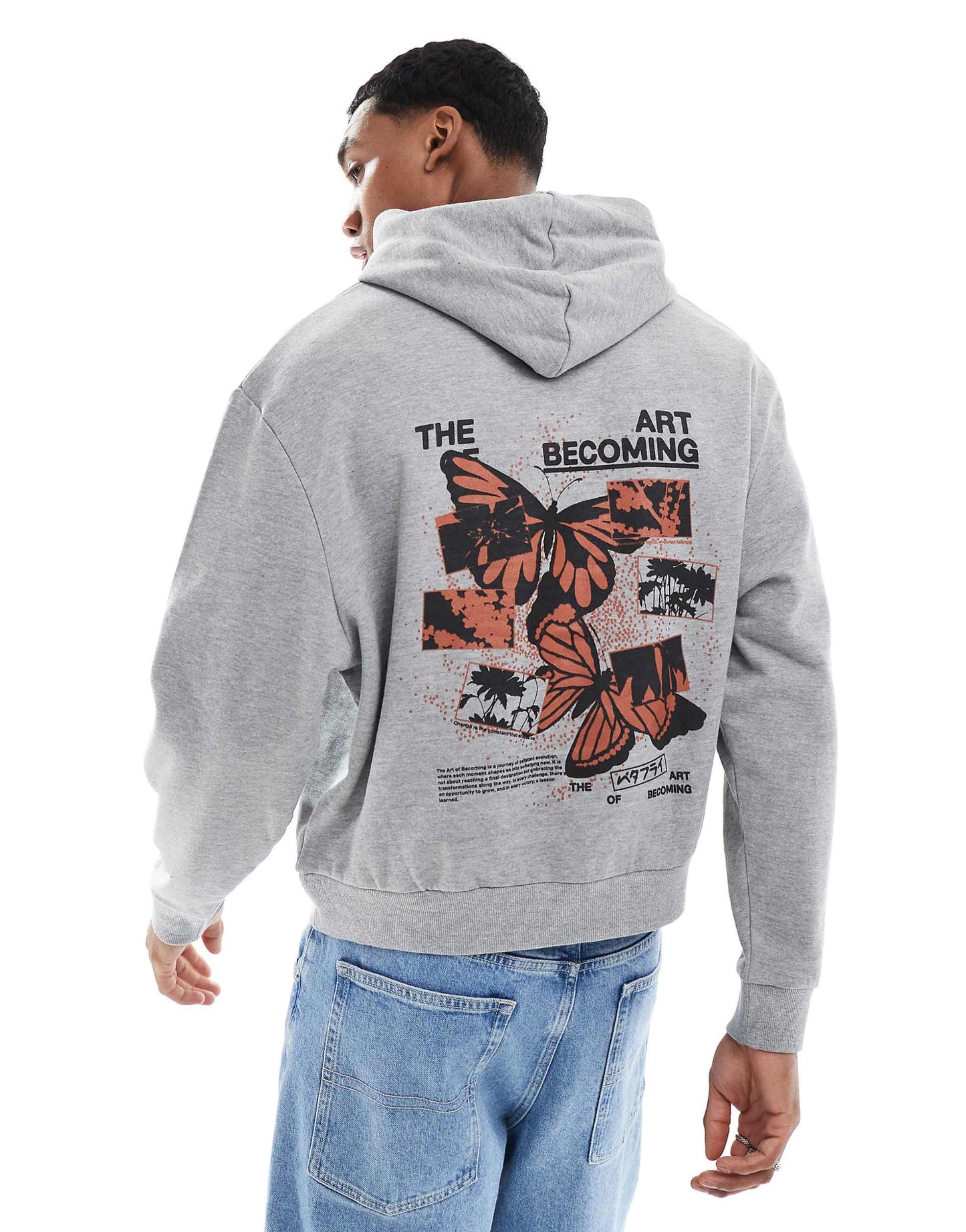 Boxy Oversized Hoodie With Chest And Back Print