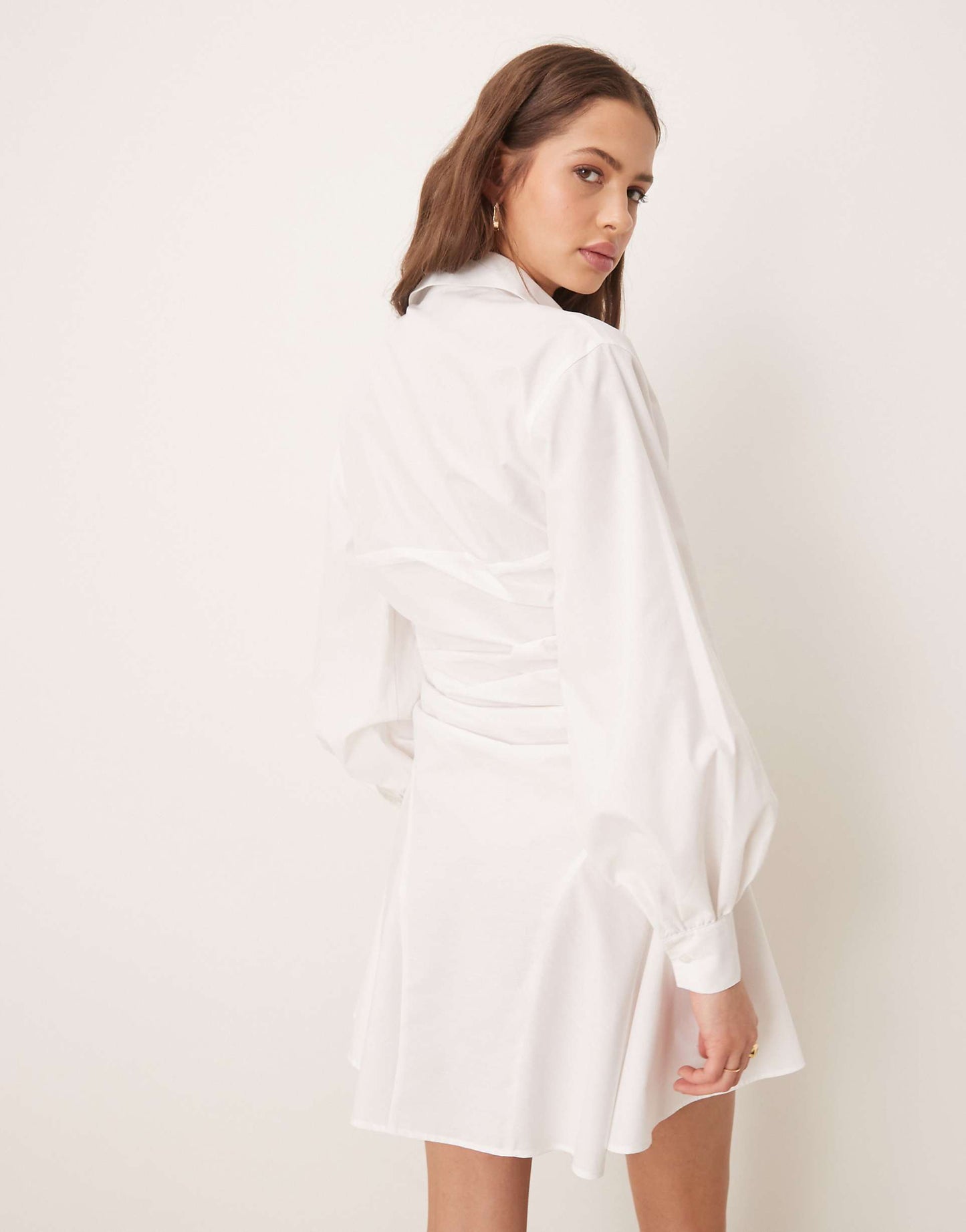 Ruched Panel Mini Shirt Dress