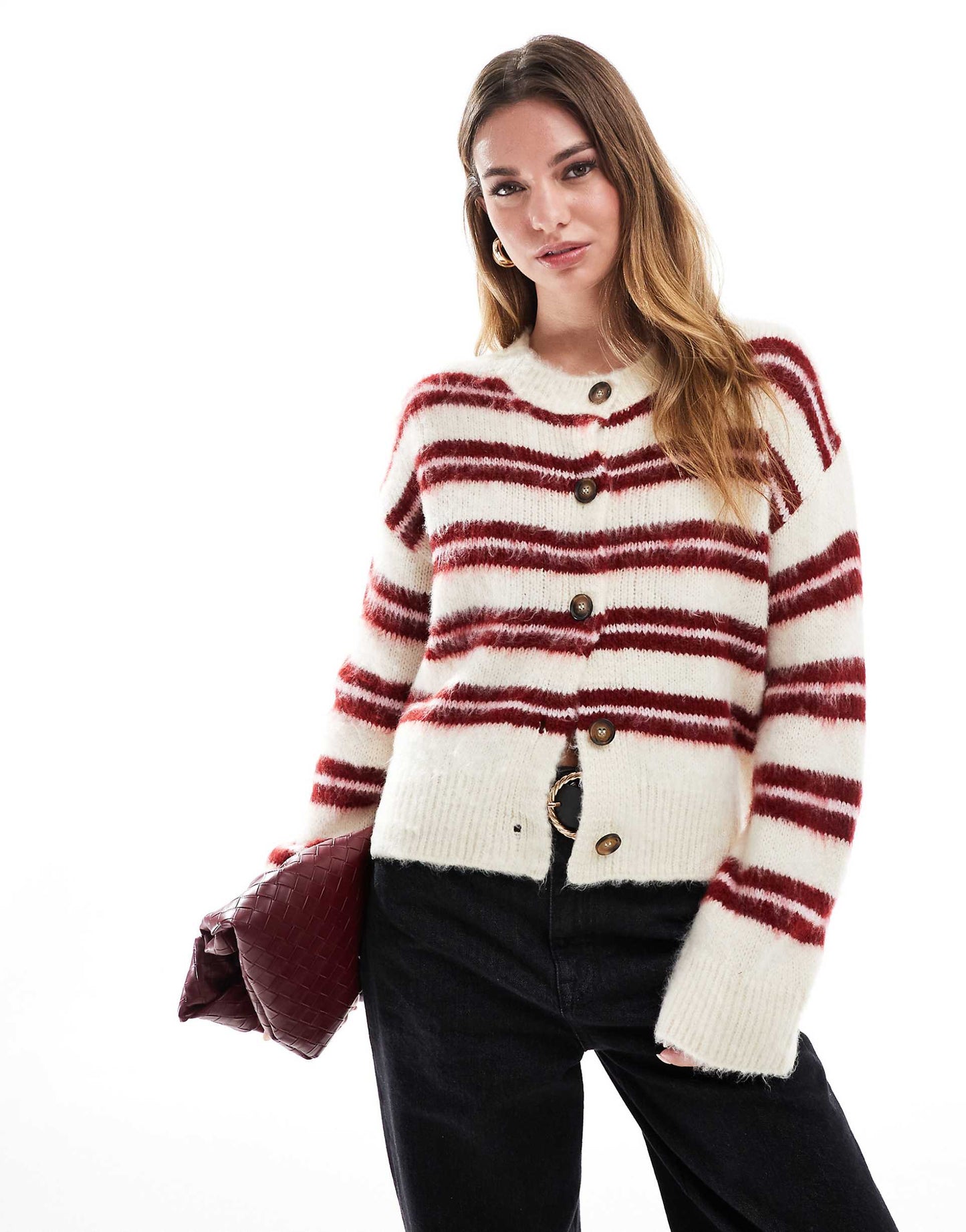 Knitted Crew Neck Cardigan