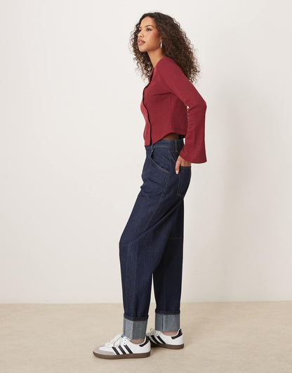 Tapered Barrel Leg Jean With Turn Up