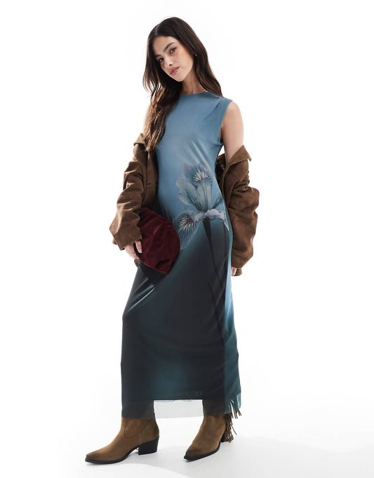 Mesh Sleeveless Maxi Dress