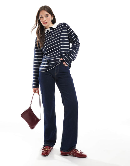 Striped Long Sleeved Rugby Top