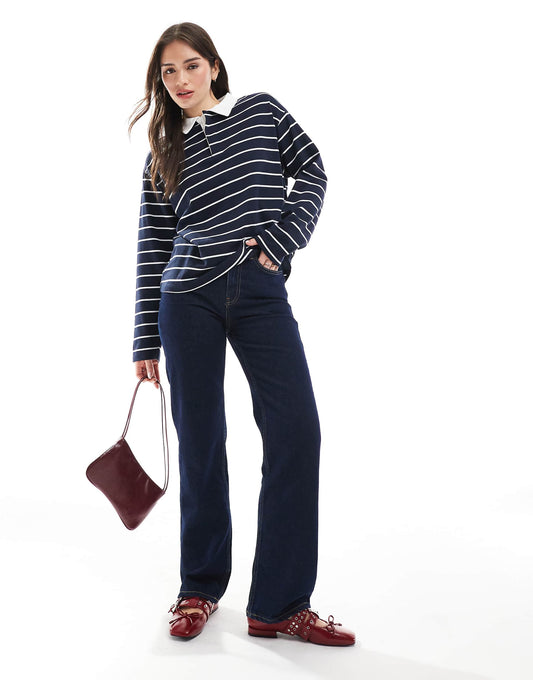 Striped Long Sleeved Rugby Top