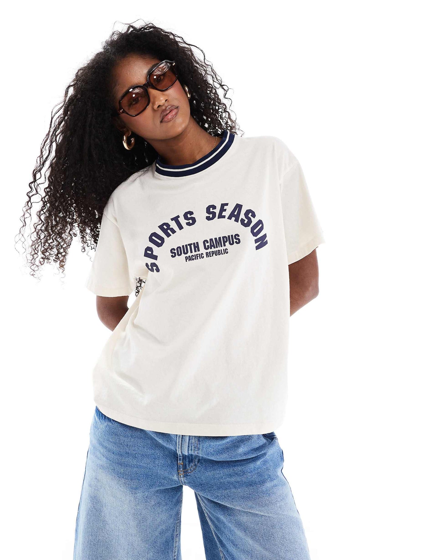 Oversized 'Sports Season' Graphic T-Shirt