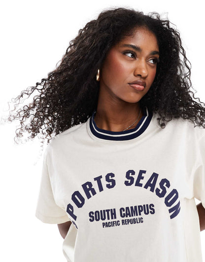 Oversized 'Sports Season' Graphic T-Shirt