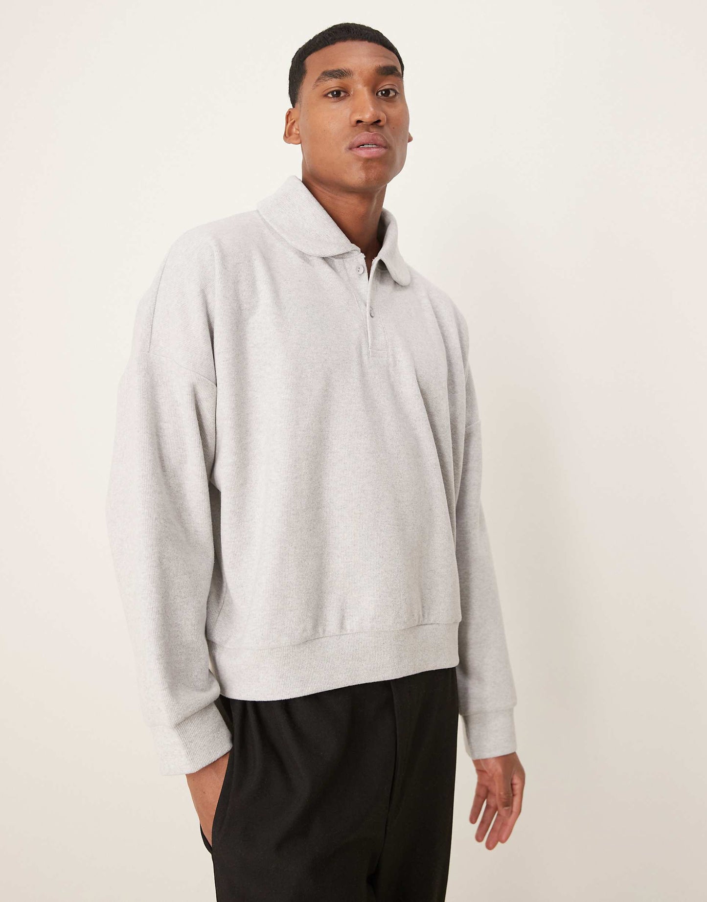Oversized Dropped Shoulder Boxy Sweatshirt With Shawl Neck