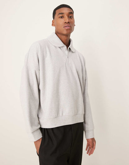 Oversized Dropped Shoulder Boxy Sweatshirt With Shawl Neck