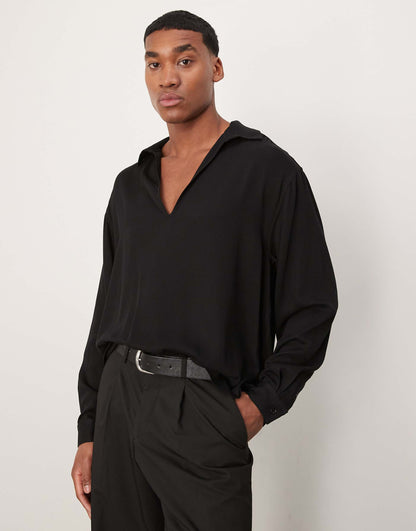 Oversized Boxy Overhead Shirt With Deep V
