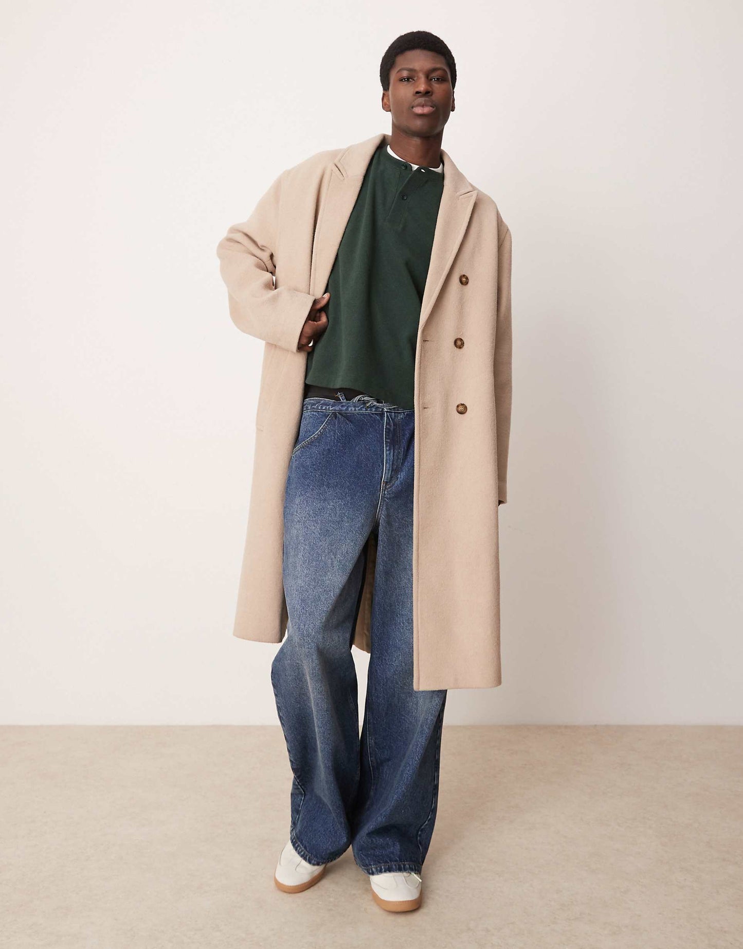 Super Oversized Cropped Heavyweight Rib Henley Jumper