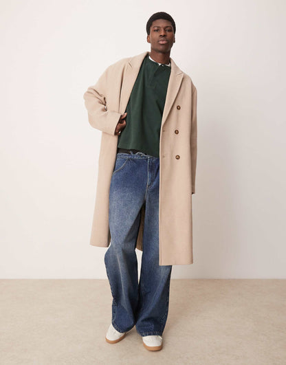 Super Oversized Cropped Heavyweight Rib Henley Jumper