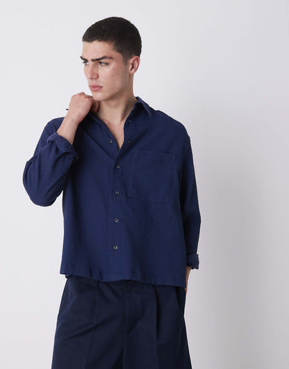 Oversized Boxy Shirt With Crinkle Texture