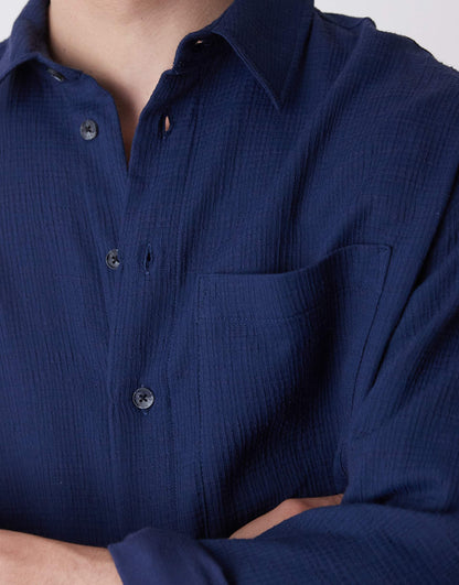 Oversized Boxy Shirt With Crinkle Texture