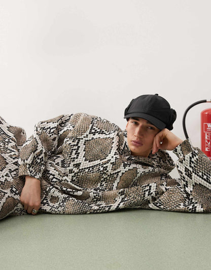 Hoodie With Snakeskin Print