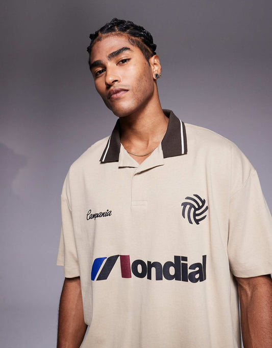 Oversized Polo With Sports Graphic