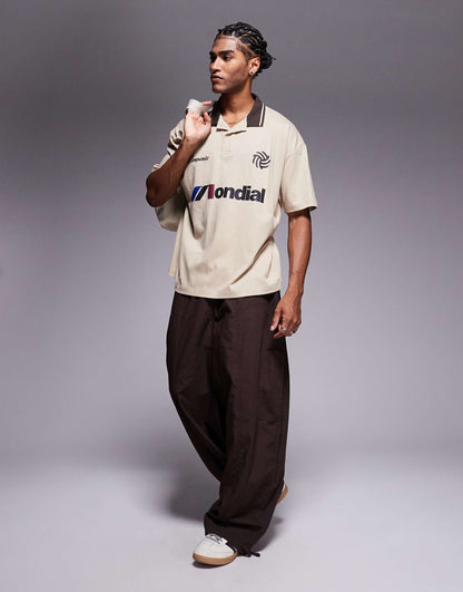 Oversized Polo With Sports Graphic