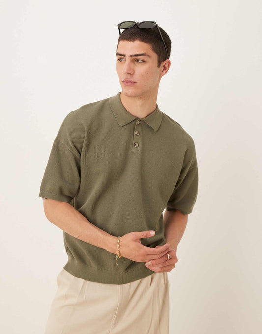 Relaxed Lightweight Knitted Cotton  Pique Polo