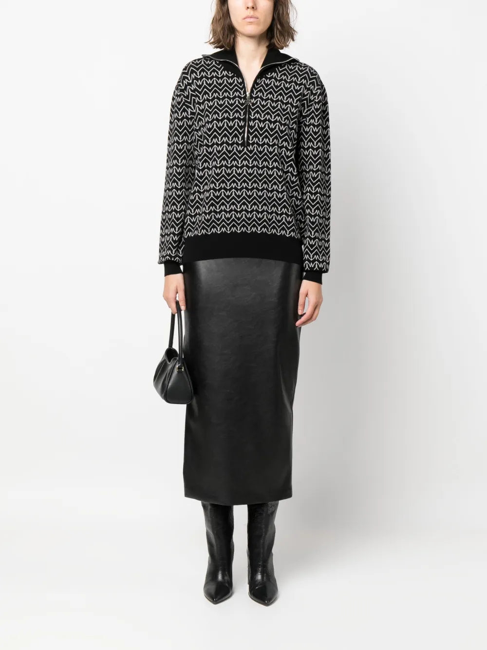 Monogram-Patterned Zipped Jumper