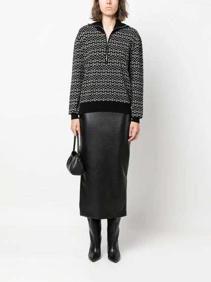 Monogram-Patterned Zipped Jumper