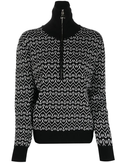 Monogram-Patterned Zipped Jumper