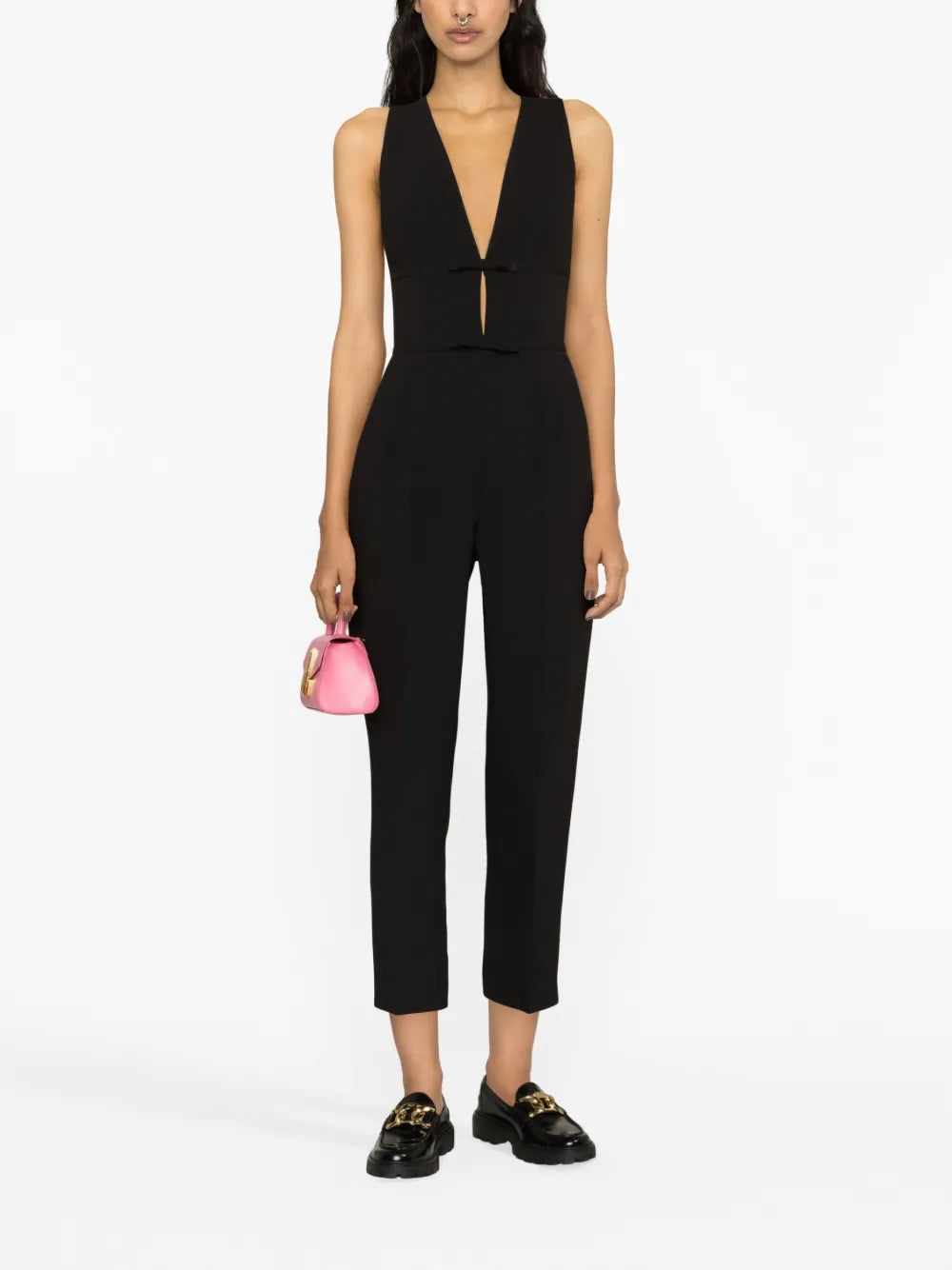 Bow-Embellished Cropped Jumpsuit